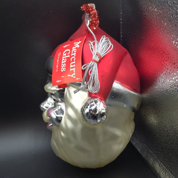 VTG Department 56 Mercury Glass 9" Santa Face Ornament With Box & Tags - Picture 2 of 16